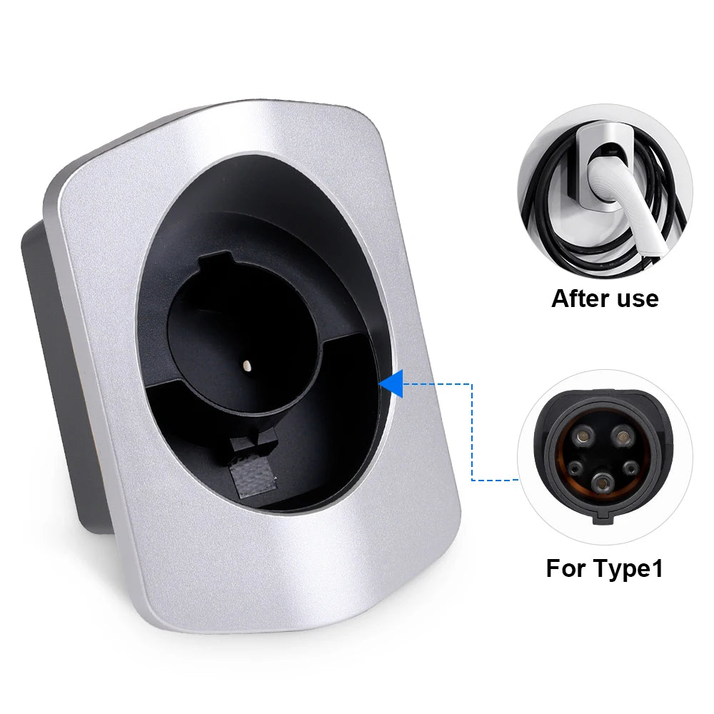 IPENGEN EV Charger Holder For Type 2/Type 1 j1772 Connector Socket Extra Protection Wallbox Electric Car Charging Cable Bracket