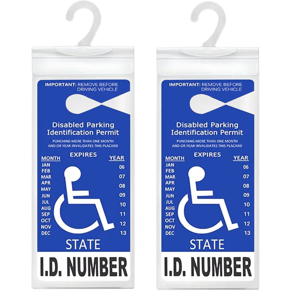 LotFancy Handicap Placard Holder- 10.6" x 5", Ultra Transparent Disabled Parking Permit Sign Protector Hanger Sleeve - Pack of 2