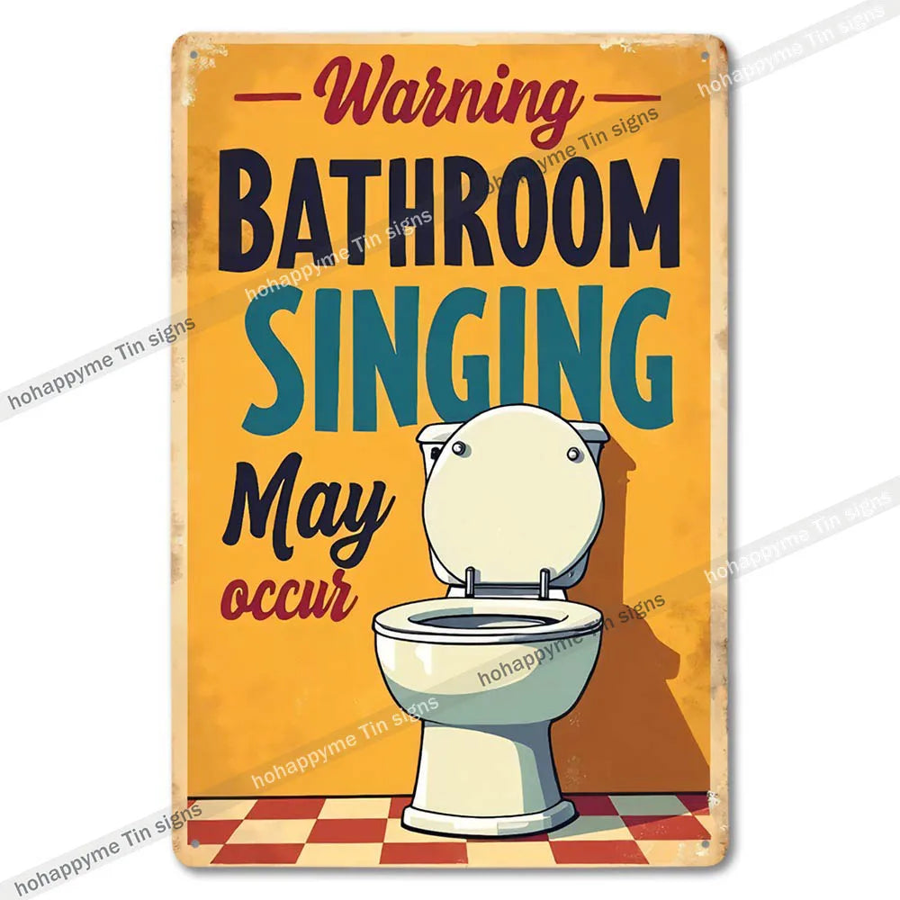 Retro Metal Tin Bathroom Signs Wall Decor for Home Restroom Vintage Toilet Humor Art Unique Gift Ideas
