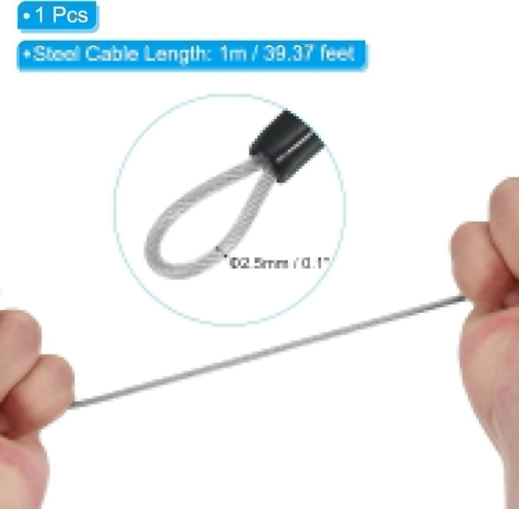 Security Steel Cable with 4 Digit Combination Lock 1 Set Travel Padlock 1m Coated Safety Wire Rope Double Loop for Luggage case