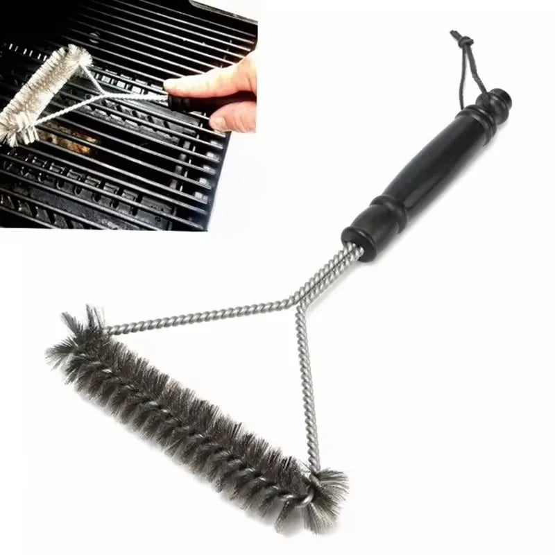 Triangular Wire Grill Brush Stainless Steel Nonstick Heat Resistant Grill Cleaning Tool Efficient and Safe Kitchen Accessory