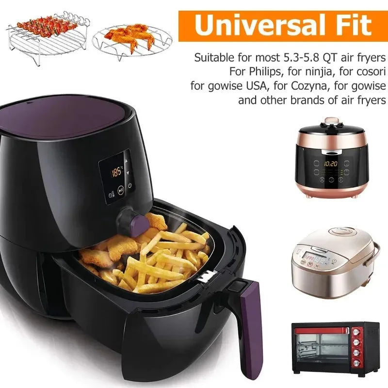 Stainless Steel Double Layer Rack for Air Fryer Rectangular Grill Rack Fish Baking Cake Rack Air Fryer Accessories