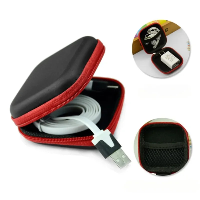 EVA Earphone Case Square Shape Charging Line Cable Organizer Box Portable Coin Storage Bag Keys Holder Case Box