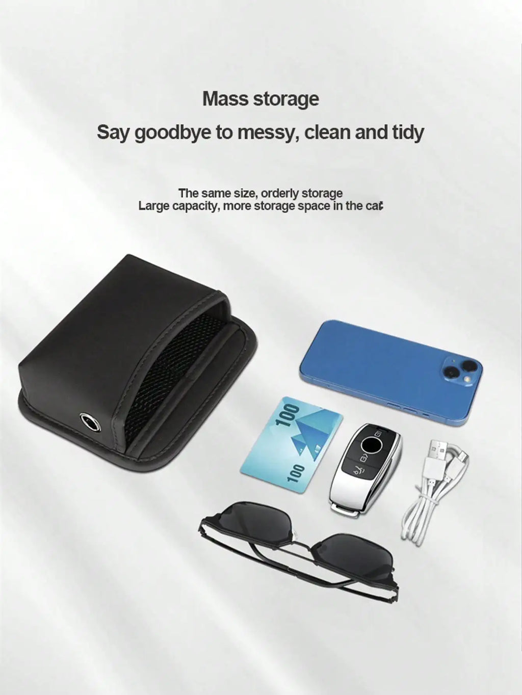 1pc Car-Mounted Storage Bag: Leather Car Storage Bag with Multi-Functional Adhesive Design, Car Phone Bag, In-Car Phone Holder P