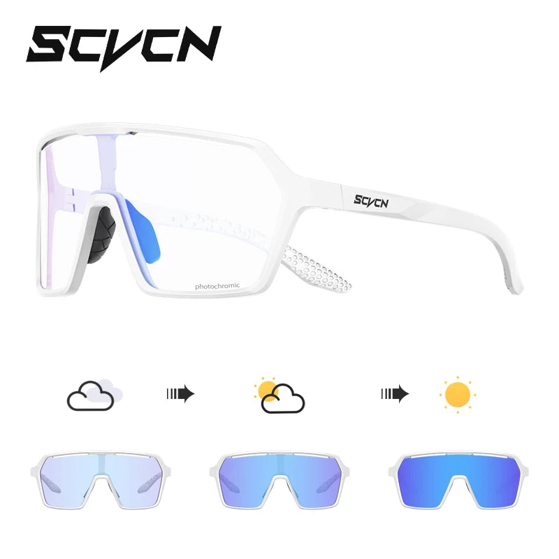 SCVCN Photochromic Hiking Cycling Glasses Outdoor Running Sunglasses Stylish Hiking Driving Glasses Casual Sports Sunglasses