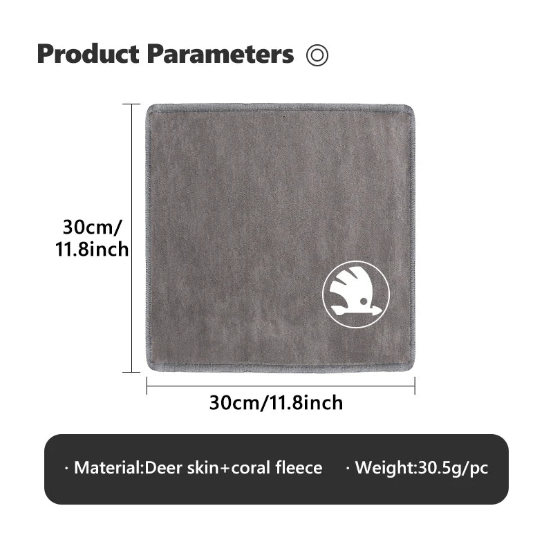 For Skoda Car Logo Cleaning Cloth Absorbent Dry Cloth Auto Wash Accessories Kamiq MK3 Roomster Rapid Kodiaq Karoq Fabia Enyaq