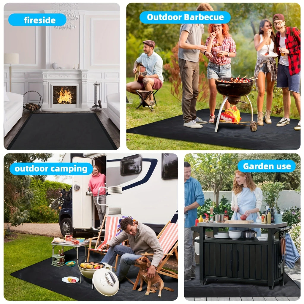 Outdoor BBQ Grill Fireproof Mat - Barbecue Pad for Wooden Floors/Lawns-Reusable Heat Resistant Fire Pit Mat, Flame Retardant Pad