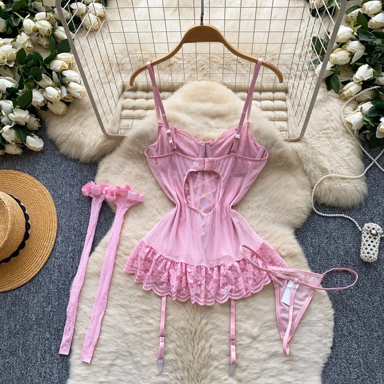 Women's Sexy Lingerie Set Bow Lace-Up Sensual Dress Set Fashion Uniform - Trendy Comfortable Dress Set Erotic Bra Set New