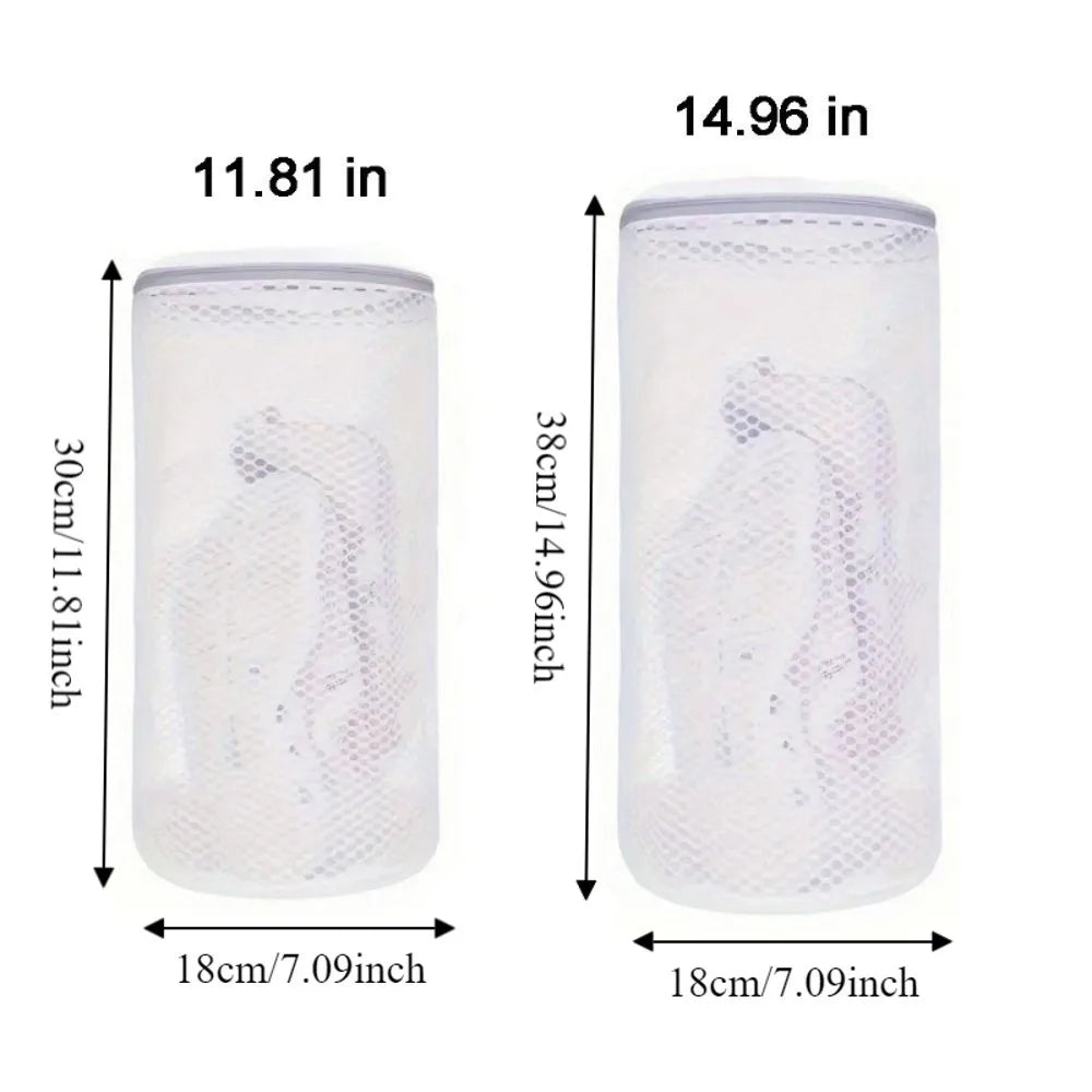 2PCS Honeycomb Mesh Shoe Washing Bags Anti-Deformation Polyester Washing Machine Shoe Bag with Zipper Shoe Cleaning Bag
