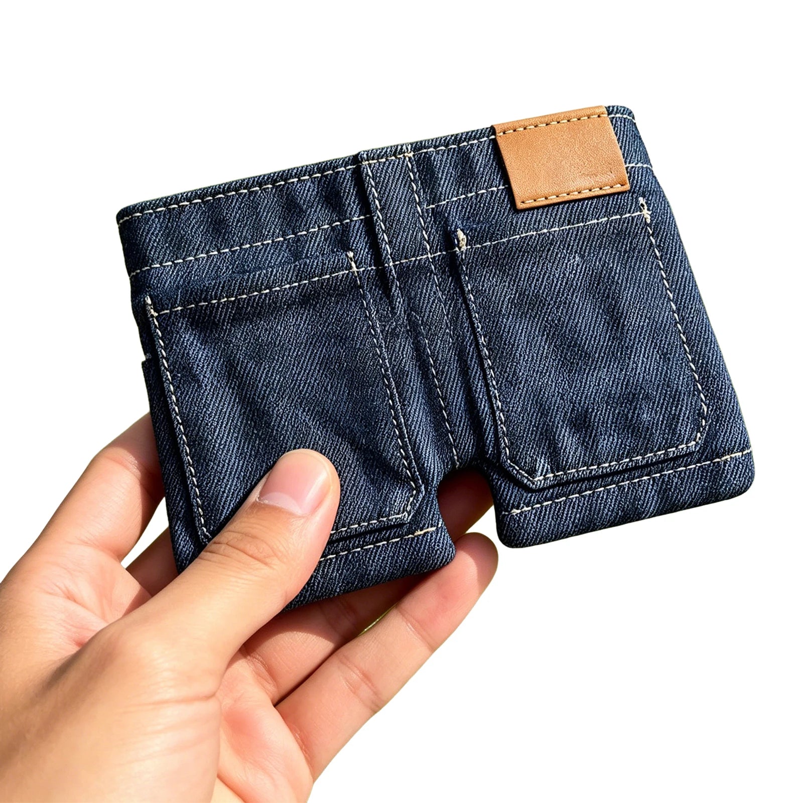 Pocket Pants Mini Jeans Wallet Large Capacity Compact Folding Card Holder Slim Folding Card Holders for Novelty Gag Gift