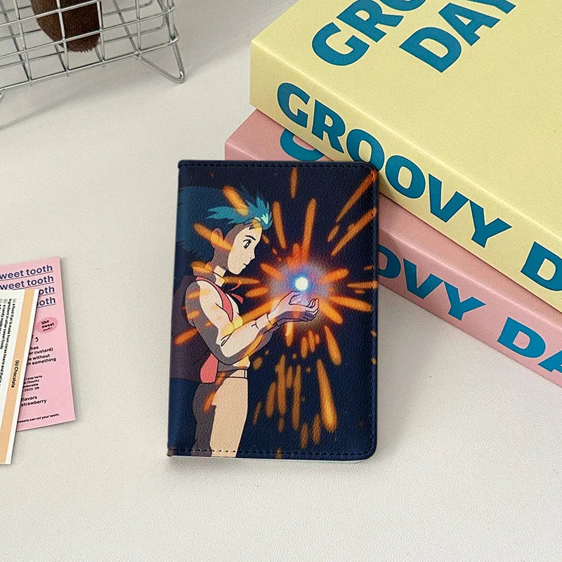 New Japanese Anime Cartoon Passport Holder Cover Women Men Travel Essentials Passport Wallet Air Ticket Credit Card Holder Case