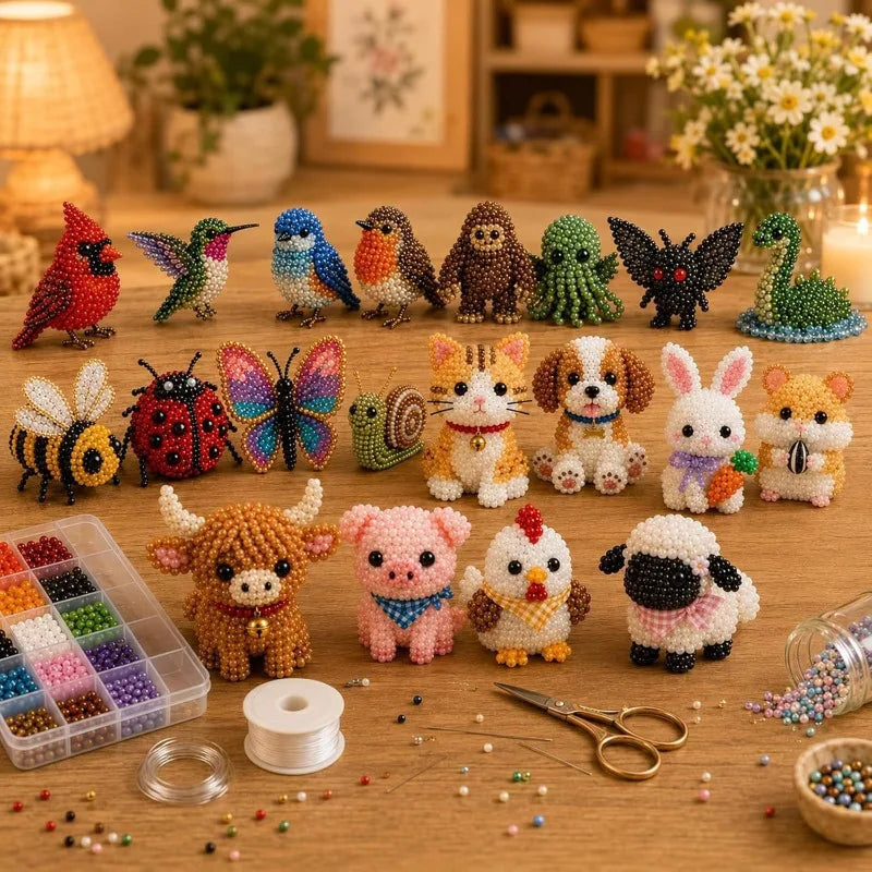 DIY 3D Animal Bead Set Material Handmade Bead Making Material Package Creative Fun Handmade Craft Accessory Gift Craft Kits