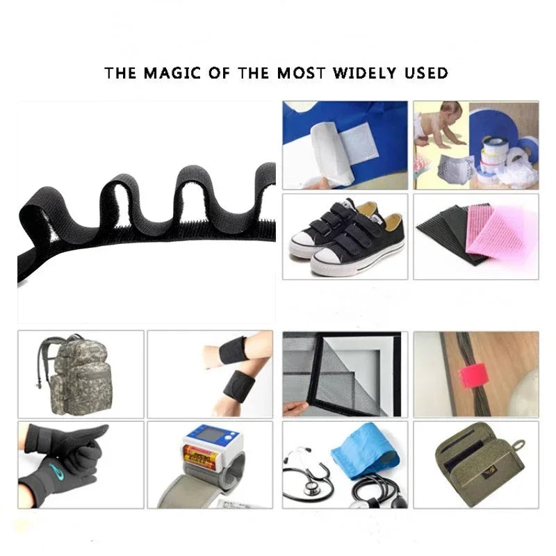 5Meters/Lot 16-100mm Black White Non-Adhesive Fastener Tape Hook and Loop Tape No Glue DIY Sewing Accessories Magic tape