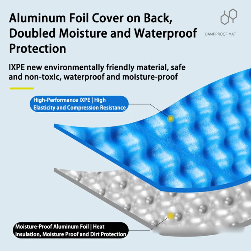 Camping Sleeping Pad with Inflatable Pillow 1Set Aluminum Foil IXPE Egg Crate Foldable Insulated Mat for Hiking Backpacking Tent
