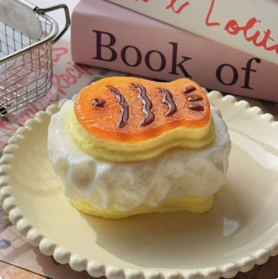 Hand-painted Taiyaki Biscuit Silicone Squishy Soft Squeeze Stress Relief Realistic Taiyaki Filled Biscuit Shape Stress Relief
