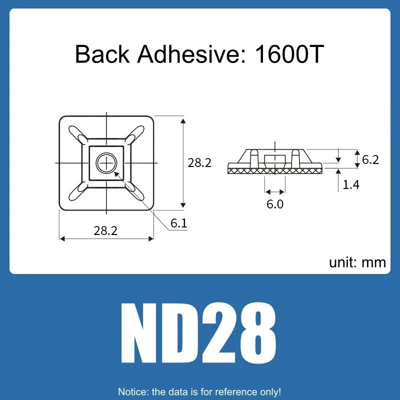 100pcs Self Adhesive Nylon Cable Tie Holder Zip Tie Fixed Seat PA66 Plastic Cable Clips 3M 1600T Strong Adhesive Tie Mount