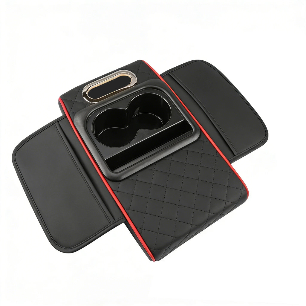 5 in 1 Middle Console Storage Box with Cup Holder Car Armrest Cushion Pad with Tissue Box  Luxury Waterproof Interior Accessory
