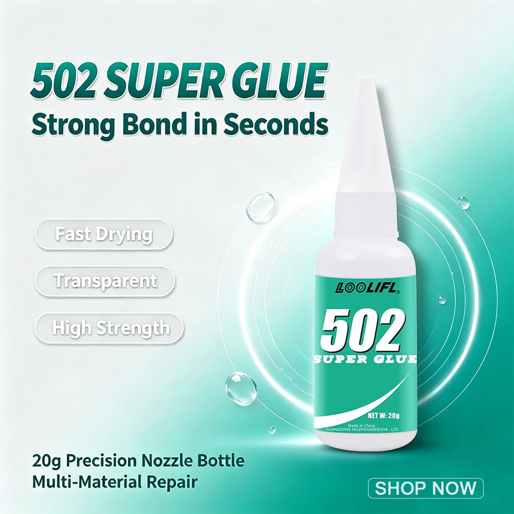 502 Super Glue Instant Strong Bond Glue Precision Tip Bottle Universal Repair Adhesive for DIY Craft Shoes Jewelry Metal Rubber