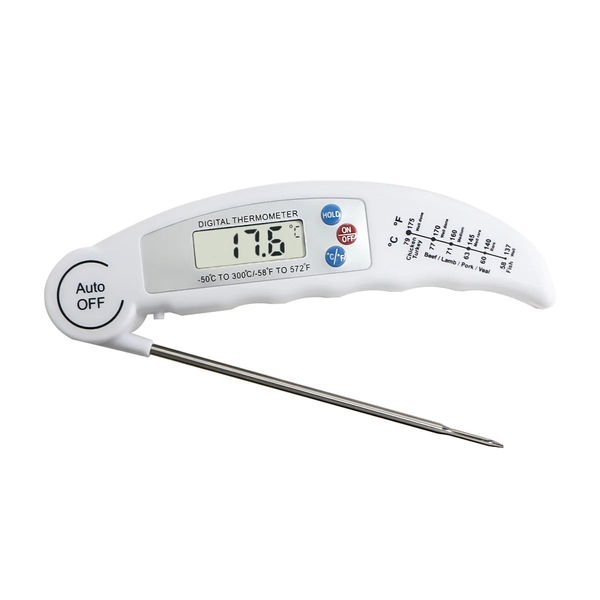 Kitchen Food Thermometer Foldable Digital Display BBQ Thermometer High-Precision Instant-Read LCD Probe Grilling Kitchen Tools