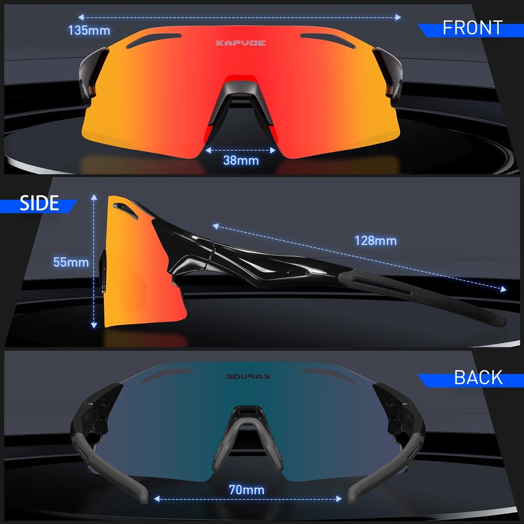 Kapvoe UV400 Fashion Sunglasses Men MTB Bike Cycling Glasses Outdoor Sports Night-riding Glasses Eyewear Women Bike Clearance