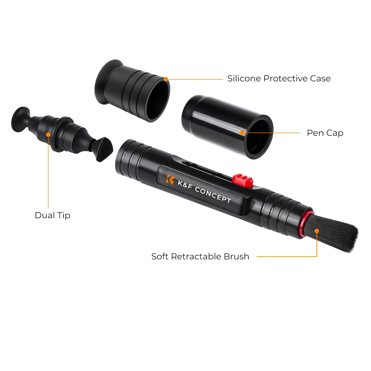 K&F CONCEPT Professional Lens Cleaning Pen with Soft Brush Carbon Head Bottom Sucker Lens Cleaning Pen for Canon Nikon Sony Fuji