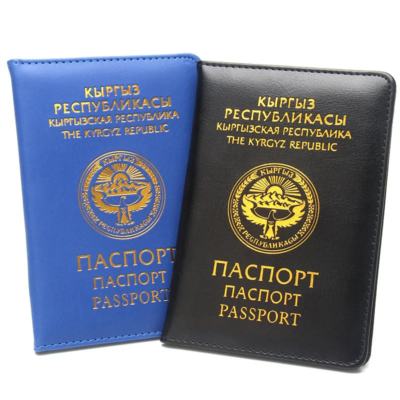 Kyrgyz Republic Passport Cover Pu Case for Passports Fashion Travel Wallet with SIM Card Slot Passport Protector