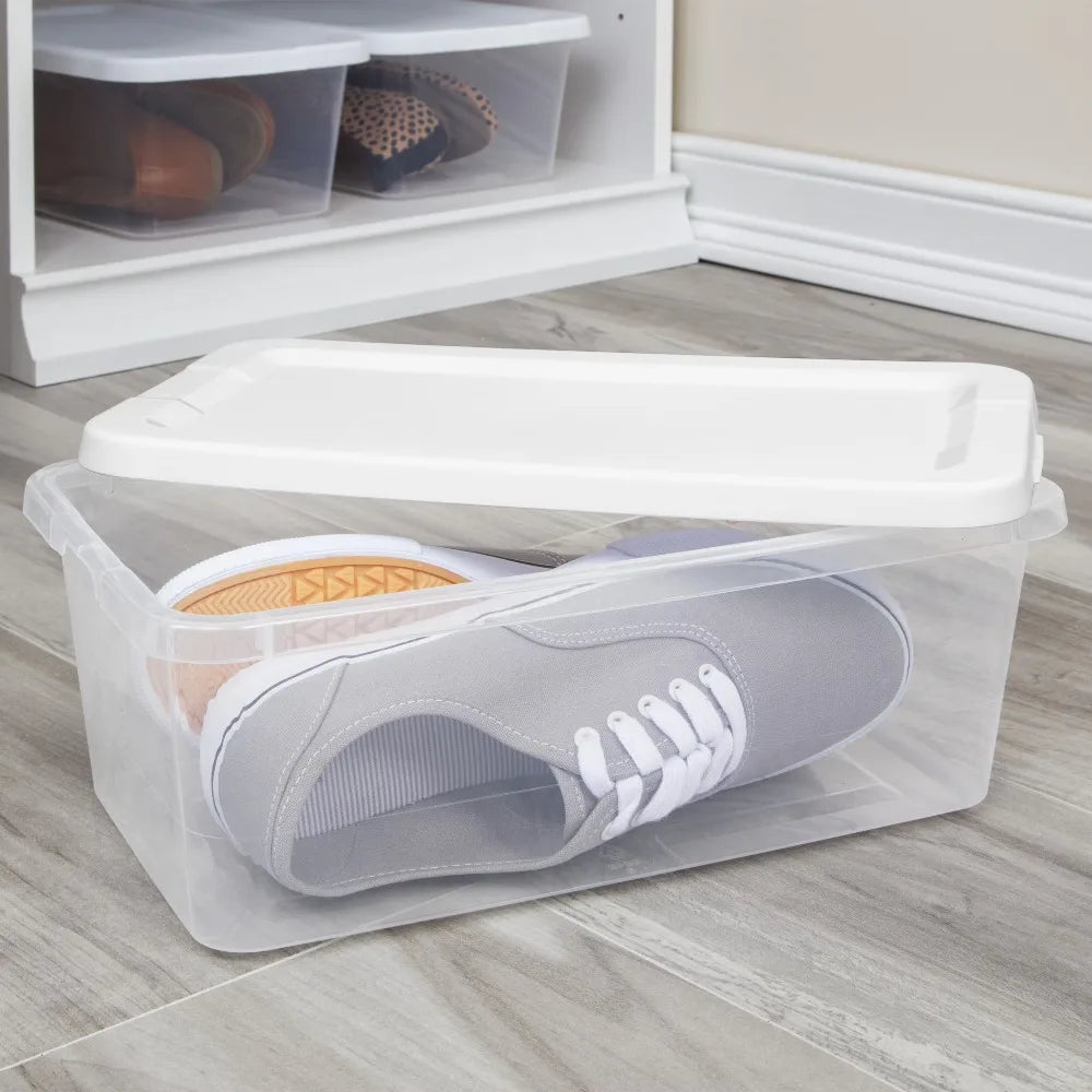Clear Plastic Storage Bins with Snap Lids Set of 10 6 Quart Small Organizing Containers for Home