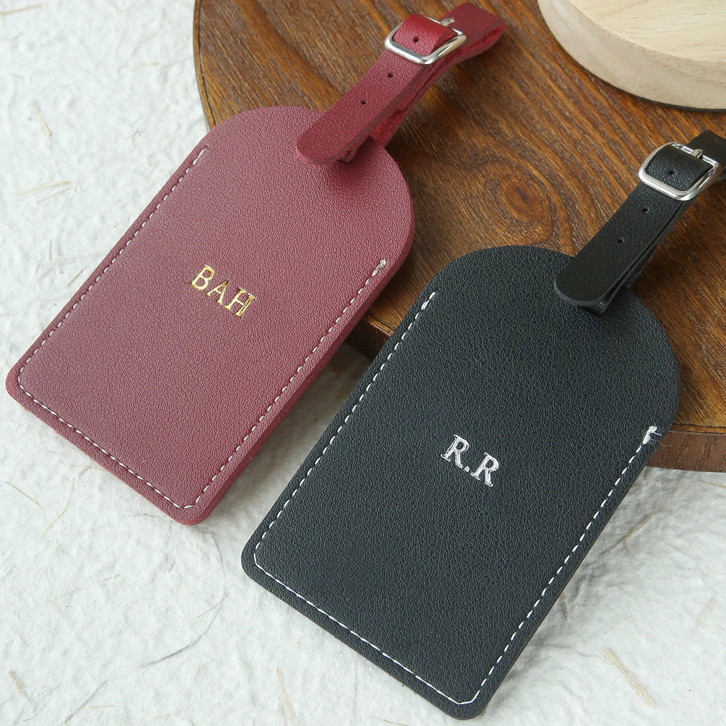 1PC Custom Name Luggage Tag Customized Name Vegan Leather Luggage Tags with Privacy Name Card Personalized Travel Bag Tag