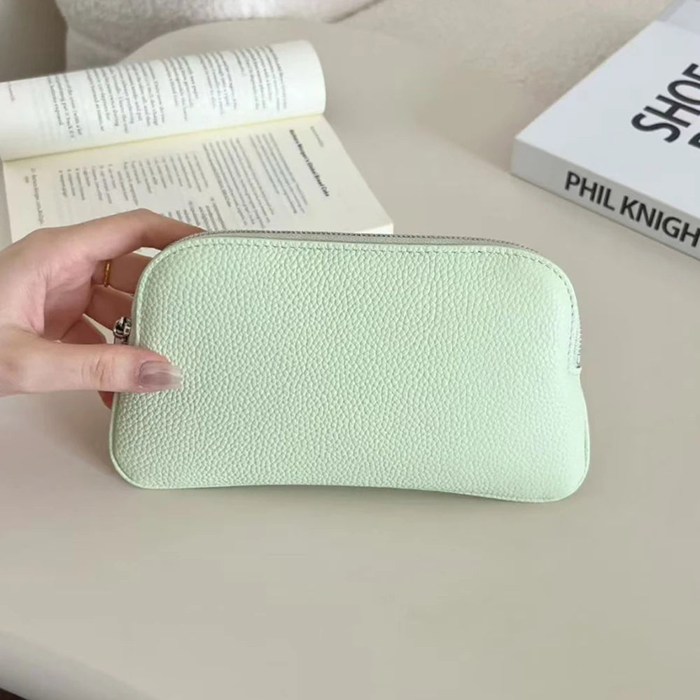 Luxury Simple Design Women Clutch Bag Custom Name 100% Genuine Leather Small Pouch Wallet For Ladies Gift Dropship Clutch Purse