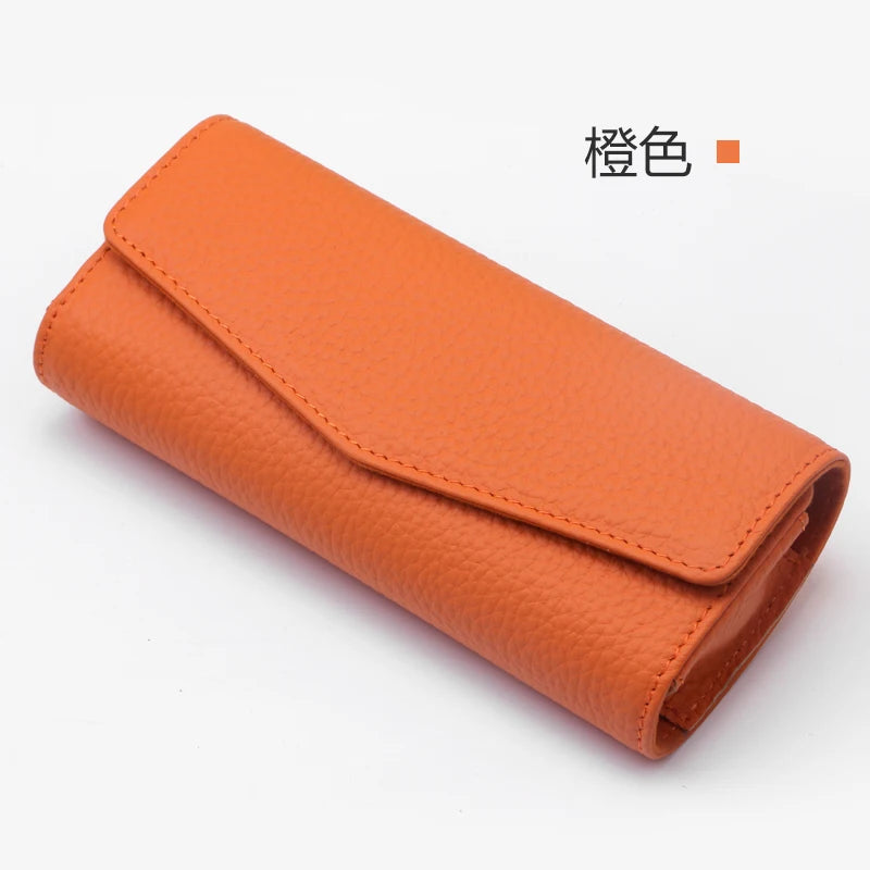 Car Sun Visor Sunglasses Case Hanger Fastener Top layer Cowhide Eyeglasses Holder Card Ticket Storage Box Accessories