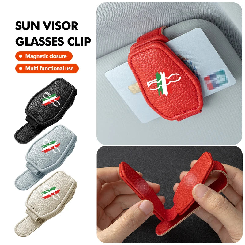 Multifunction Car Sun Visor Mount Sunglasses Clip Holder For Fiat 500 500C 2012 500X 500L Abarth 695