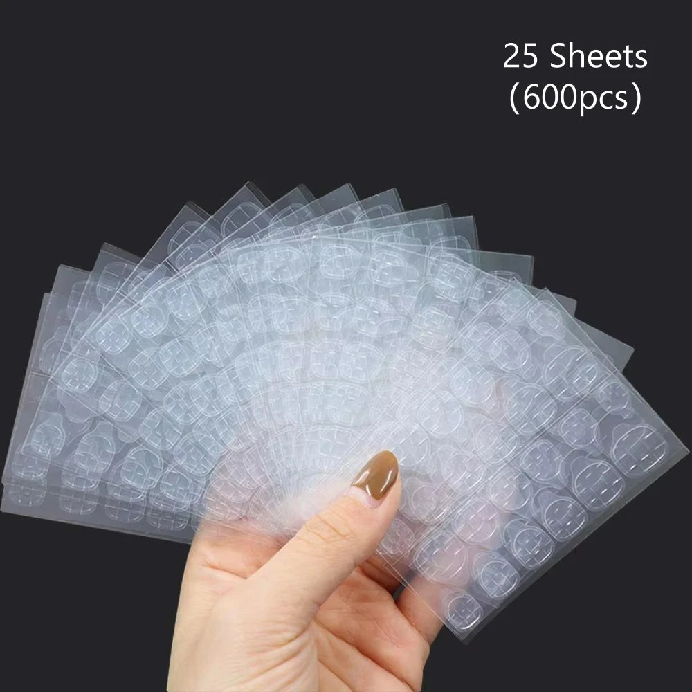 600PCS Double Sided Glue Nail Sticker Adhesive Tabs Waterproof Breathable Fake Nail Glue Stickers Jelly False Nails Tips