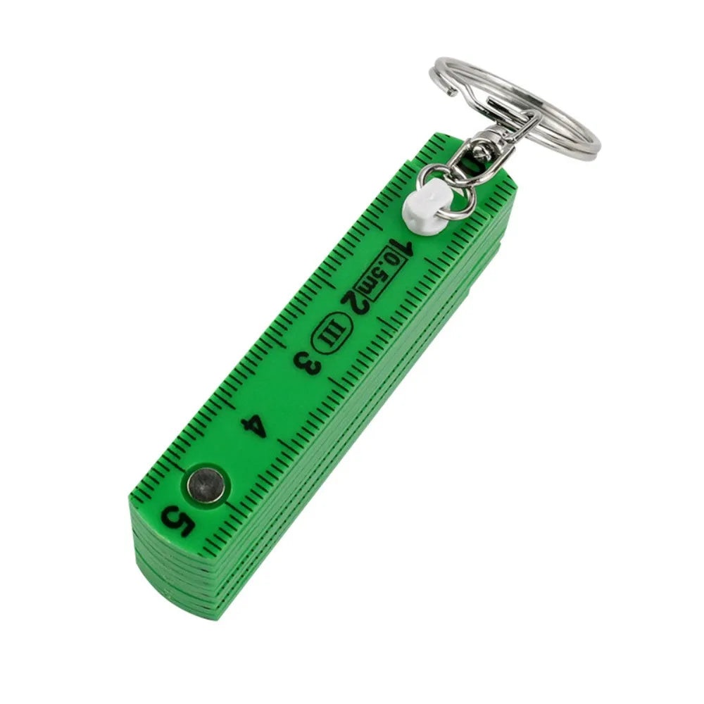 Multi Functional 0.5m 10-Fold Folding Ruler with Keychain Double-sided Scale Plastic Ruler Anti Pinch Gauge DIY Projects