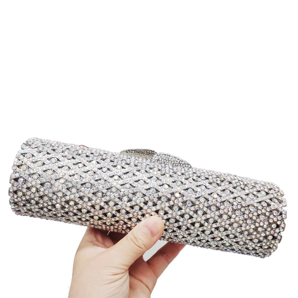 Blue Crystal Long Evening Clutch Luxury WHTUOHENG Diamond Wedding Purses Bridal Handbags Rhinestone Party Prom Clutches Bags