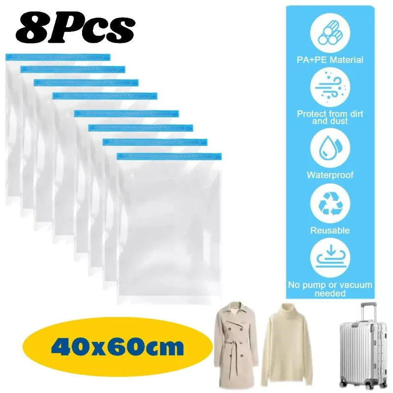 Thickened Vacuum Hand Roll Storage No Need for Pumping Compression and Sorting Bag Portable for Home Use Travel Luggage Clothing