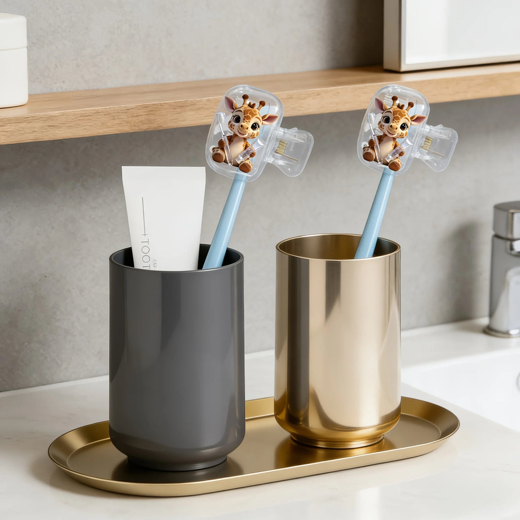 2pcs Adorable Giraffe Portable Toothbrush Head Cove Protector Holder Bathroom Accessory for Home Travel Daily Use Outdoor Trips
