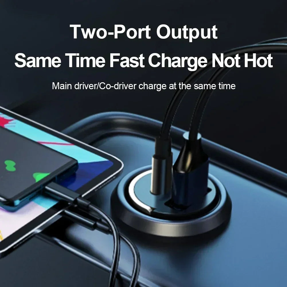 Mini Dual USB Car Phone Charger 200W Fast Charge Adapter Accessories 2 USB Mobile Phone Socket Adapter Universal Car Charger