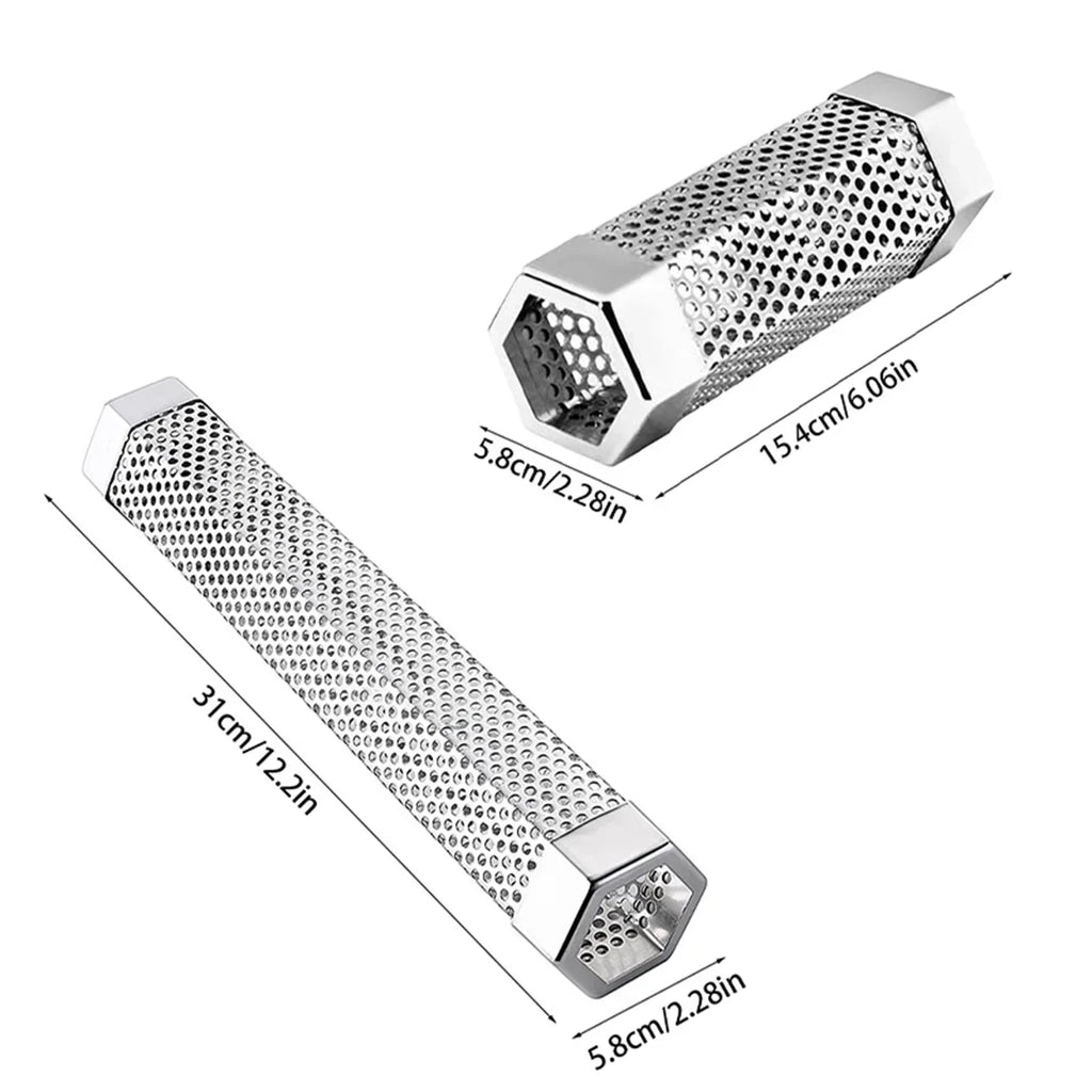 6/12 Inch Stainless Steel BBQ Smoker Grill Tube Perforated Mesh Filter Gadget Pellet Smoking Generator