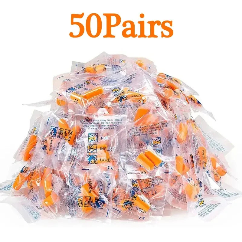 50/20/10 Pairs Anti Noise Earplugs Work Study Sleep Travel Aircraft Noise Reduction Soft Foam Earplugs Separately Packaged