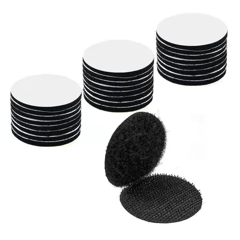 Nylon Self Adhesive Round Sticker Hook and Loop Fastener Tape Strong Double Sided Self Adhesive Carpet Anti Slip Mat Black 3cm