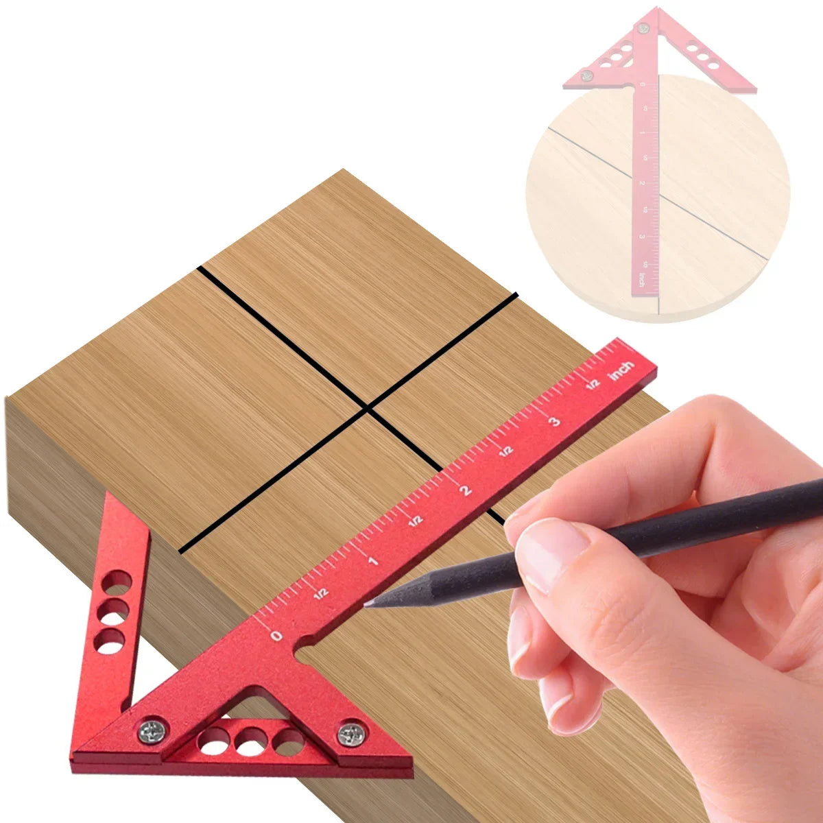 Woodworking Circle Center Scribe 45/90° Center Measuring Tool Line Gauges Aluminum Center Scribe Carpenter Ruler Measuring Tool