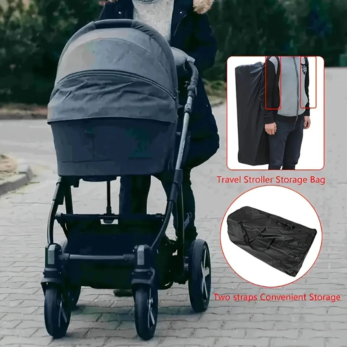 Extra-Large Baby Stroller Storage Bag - Durable Nylon Portable Travel Bag, Children's Clothing and Personal Items Storage Bag