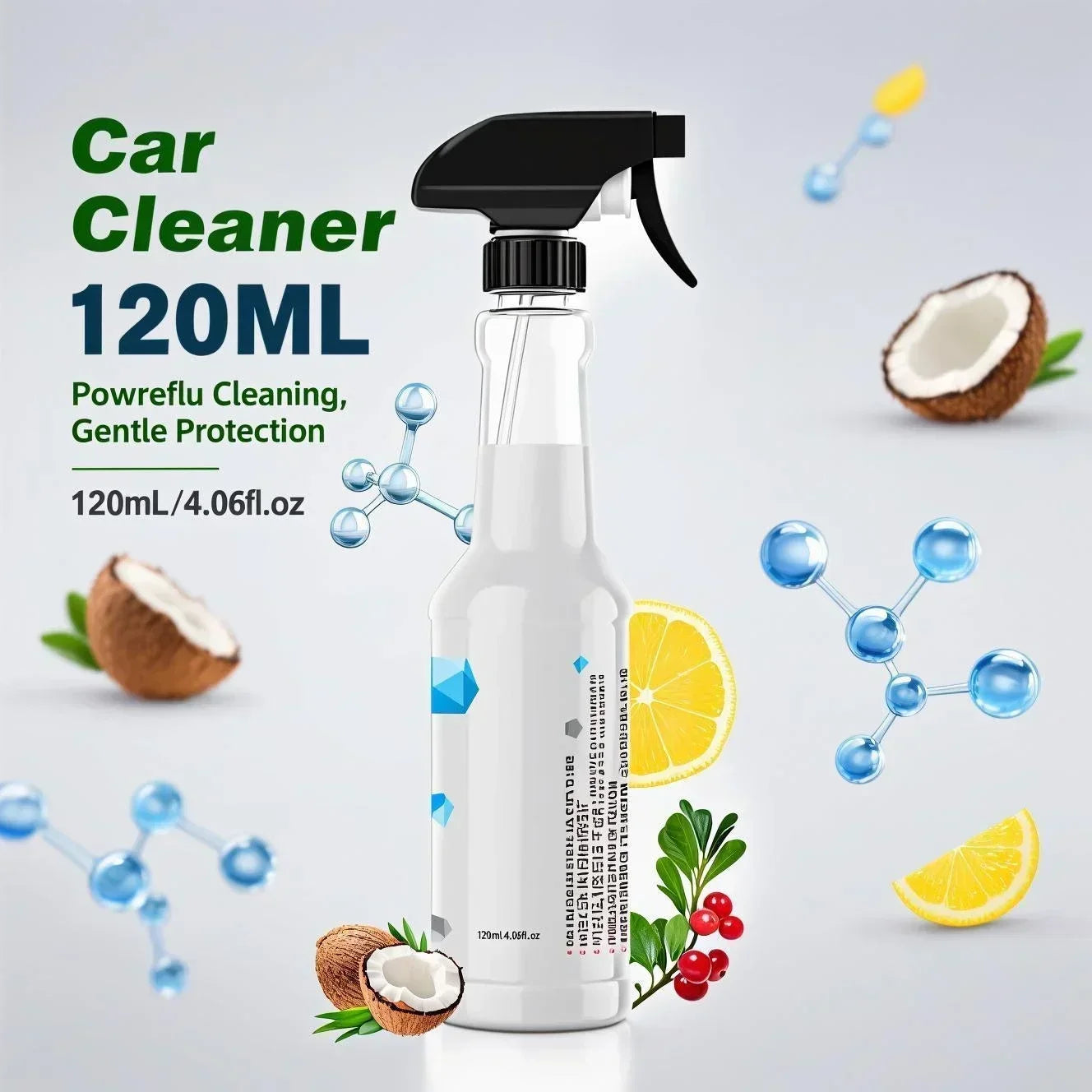 Waterless All-in-One Car Care Spray 120ml - Cleans & Protects Body, Tires, Glass & Interior with Shine & Non-Stick Finish.