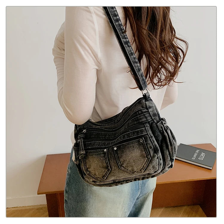 Fashion Casual Women's Crossbody Bag High Quality Denim Shoulder Bags Large Capacity Tote bags Multi Functional Women‘s Handbags
