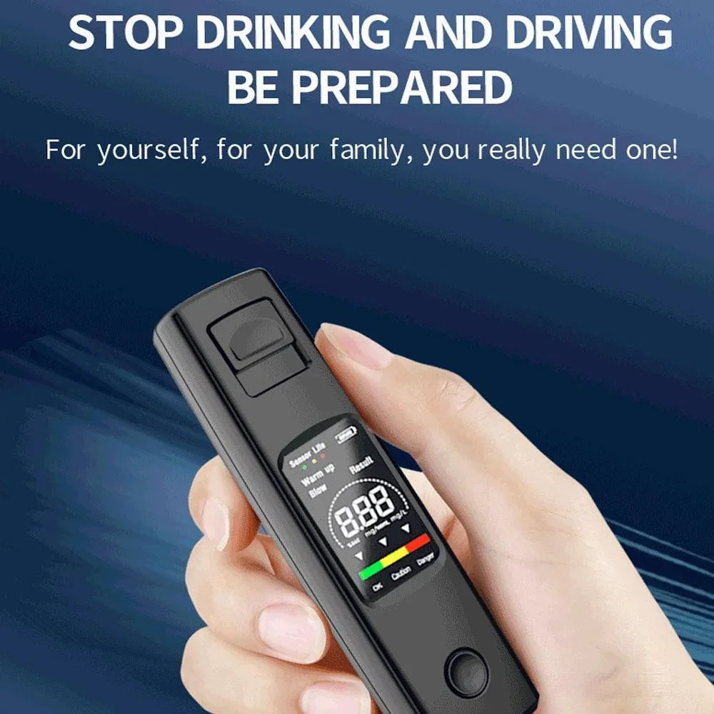 Professional Portable Alcohol Tester High Precision Digital Breathalyzer for Cars and Vehicles Breath Alcohol Meter Blow Detector Contactless Alcohol Gauge Measuring Instrument for Driver Safety Driving Gadget Auto Electronic