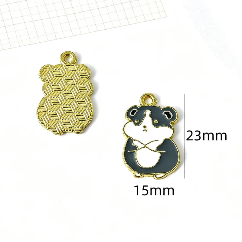 10pcs Drip Oil Alloy Small Animal Kitten, Puppy, Little Rabbit Pendant DIY Necklace Bracelet Earrings Phone Chain Pendant
