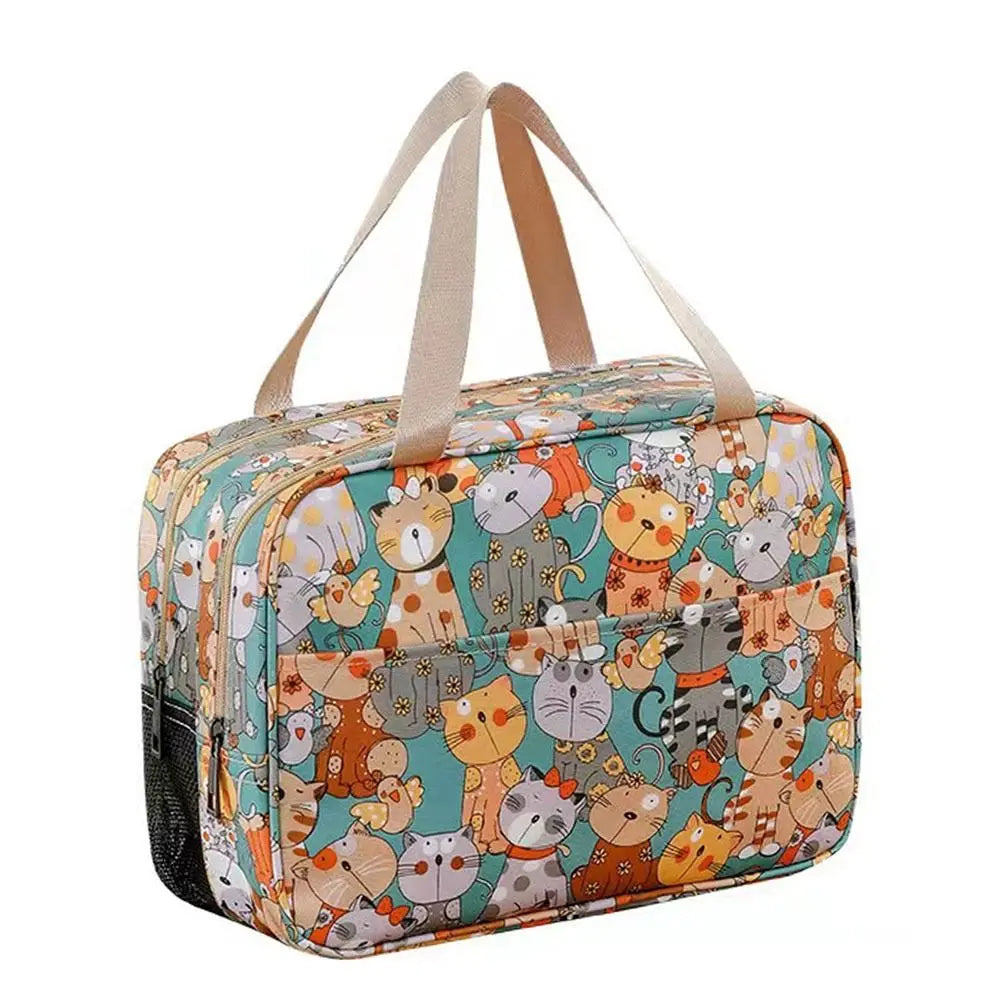 Mutlicolor Cosmetic Bag Multi-purpose PU+Mesh Cloth Storage Bag Dry Wet Separation Waterproof Toiletries Bag Travel Supplies