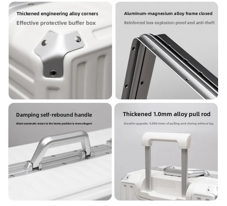 New ultra sturdy aluminum frame luggage,2-Pieces set 20 22 24 26 28 inch carry on luggage suitcase set  high aesthetic board case, universal wheel business travel box set, optional 20-28 inch