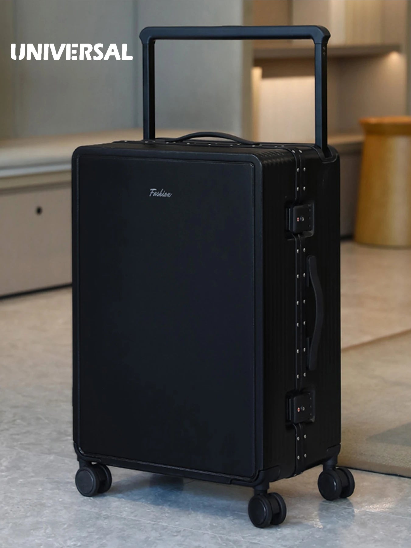 2026 new high-end wide pull rod luggage, aluminum frame travel suitcase, sturdy large capacity boarding case