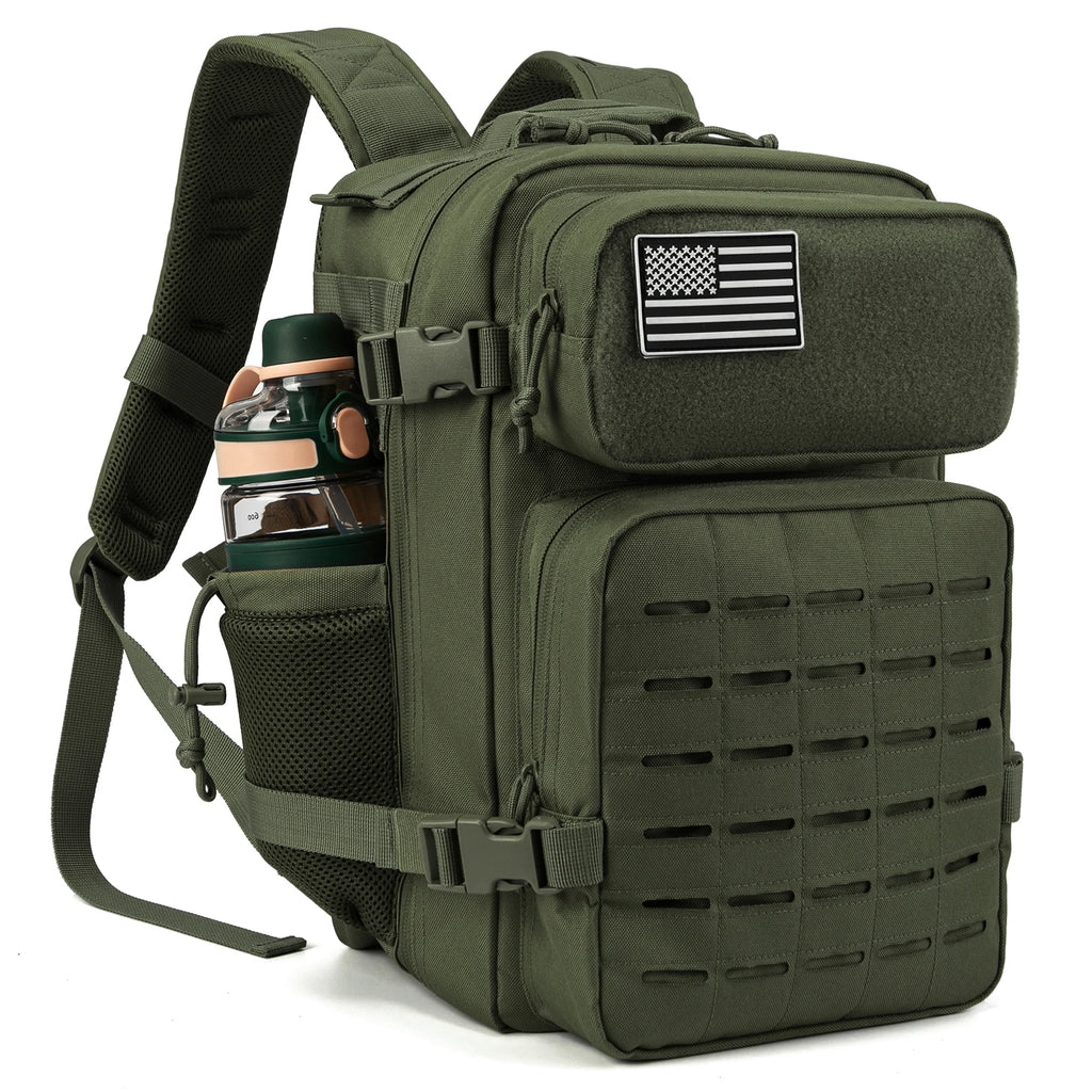 25L Tactical Backpacks for Men Survival Laser Cut Molle Daypack Small Bug Out Bag Gym Hking Rucksack with Dual Cup Holders